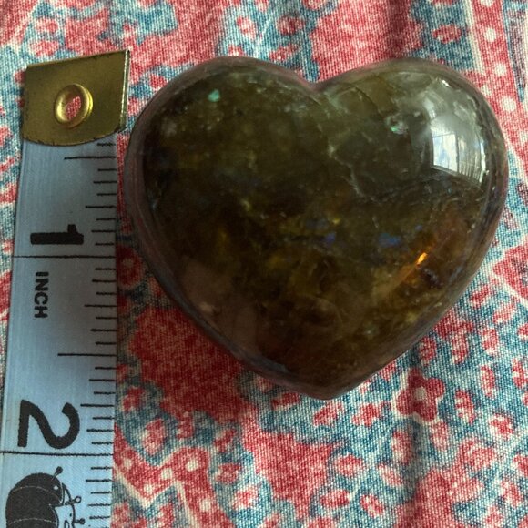 Labrodorite Heart with Blue and Orange Flash - Picture 2 of 2